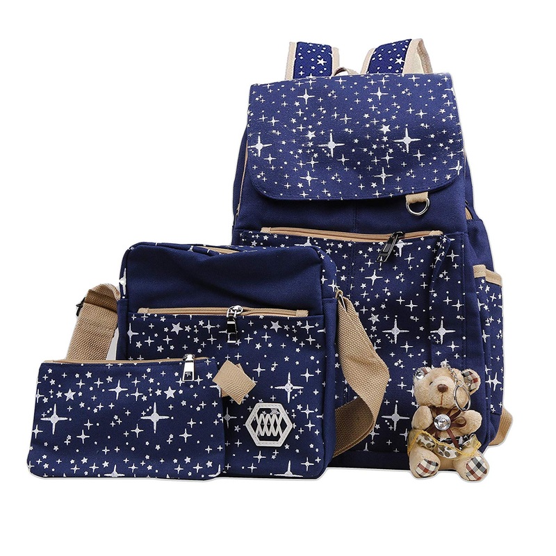 Electomania 3-in-1 Combo Canvas Royal Blue Backpack Cross Body Bag and Wallet