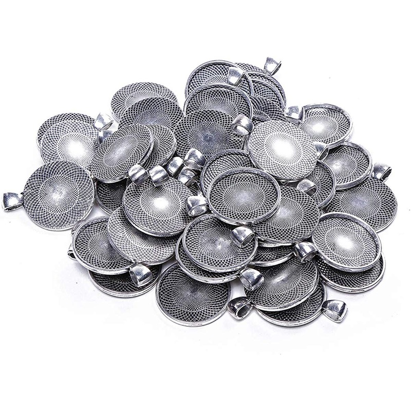 Electomania  50x Tray Cabochon Bezel Setting Pendant Base Cabochon Frame Cameo Charm 25mm