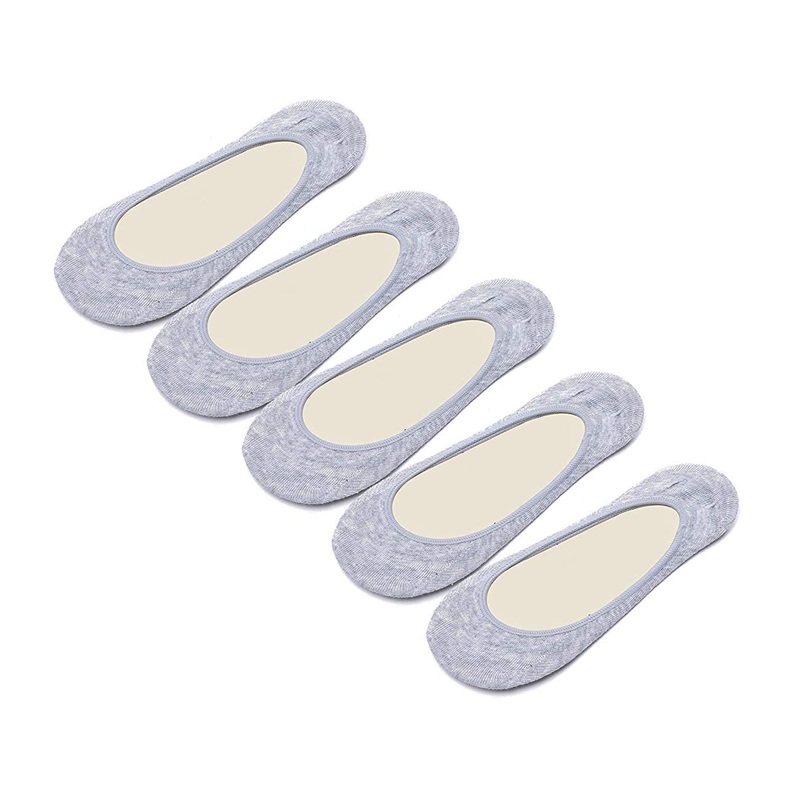 Electomania 5pair Bamboo fiber orange stockings spring and summer anti – drop invisible socks (Grey)