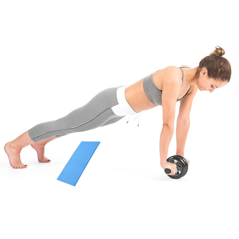 Electomania Abdominal Wheel Ab Roller with Knee Mat for Exercise Fitness Gym Equipment Accessory Fitness Equipment Gym for Man and Women (Random Color)