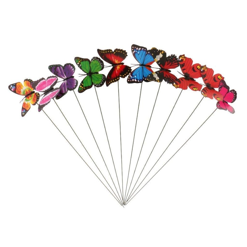 Electomania Colorful Flying Butterfly On Stick Model Home Garden Lawn Ornament 7X5Cm Multicolor