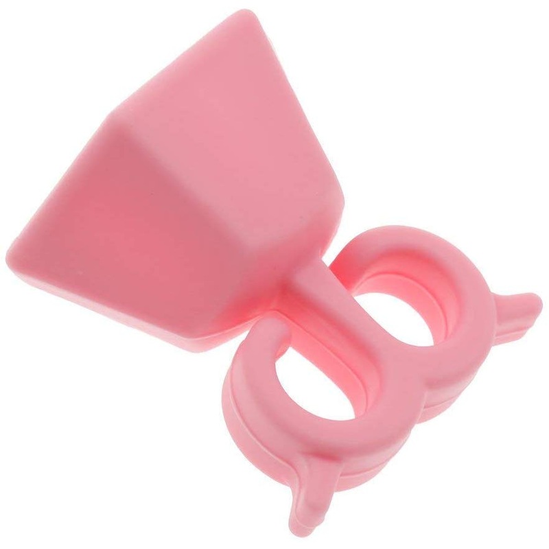 Electomania Creative Leaf Design Silicone Wearable Nail Polish Bottle Holder RingPink