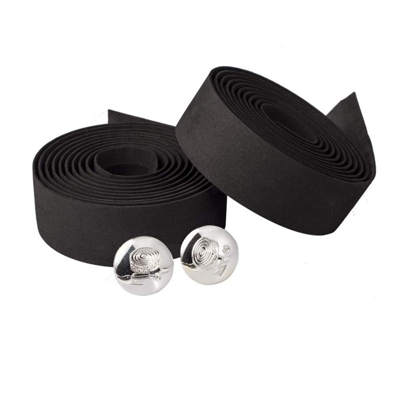 Electomania Cycling Road Bike Cycle Cork Handlebar Handle Bar Ribbon Tape Wrap 2pcs and 2 Bar Plug – Black