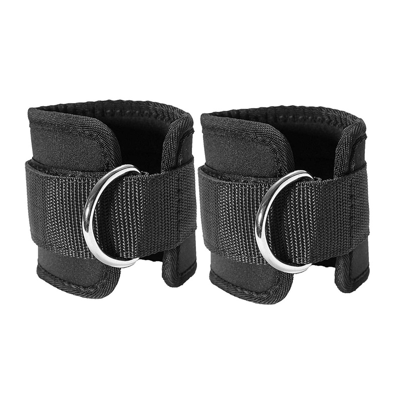 Electomania Fitness Ankle D Ring Strap Multi-Gym Leg Thigh Pulley Lifting Traini A pair (Black)