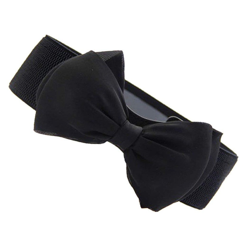 Electomania Girls and Women’s Belt Fashion Bowknot Design Waist Belt Chic Elastic Stretch Waist Band (Black)