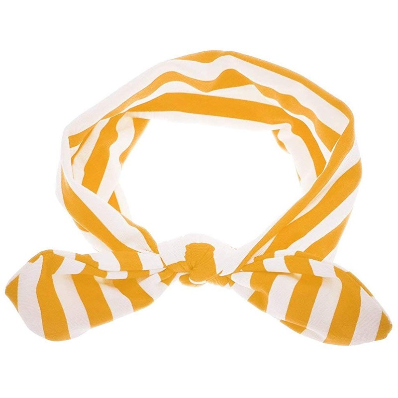 Electomania Hot Baby’s Girl’s Kids Cute Bow Headband Stripe Hairband Turban Soft Headwear Accessories (Yellow)