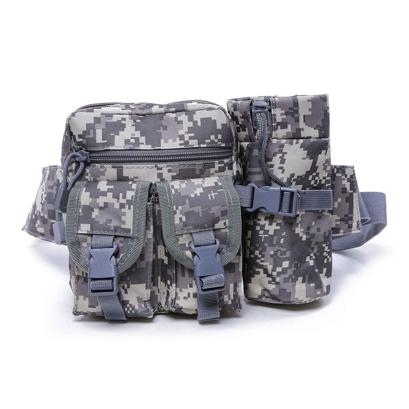 Electomania Nylon Camo Waist Pack Bag Fanny Packs Waterproof Hip Belt Bag Pouch for Hiking Climbing Outdoor Bumbag (Color: acu camo)