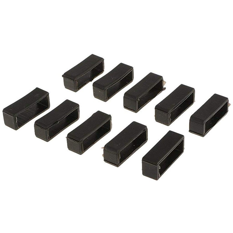 Electomania Replacement Keeper Looped Rubber Watch Band Strap End Holder -Set of 10 Pieces (Black, 22 mm)