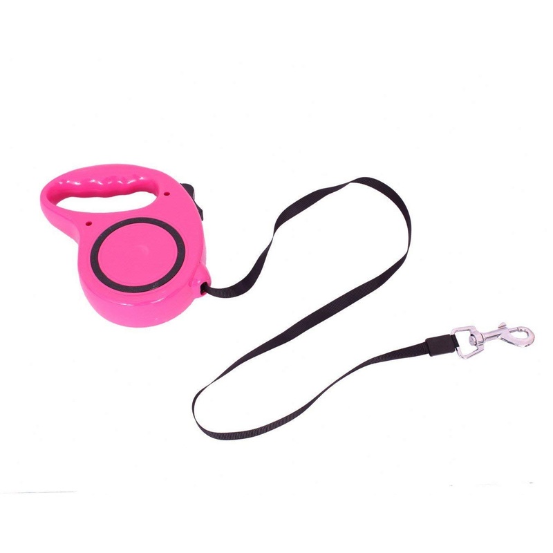 Electomania Retractable Durable Nylon Dog Leash Belt Up To 3 m Long for Small Pet (Pink)