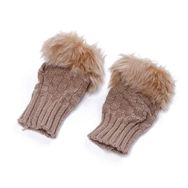 Electomania Women’s Faux Fur Fingerless Gloves Free Size (Camel color)