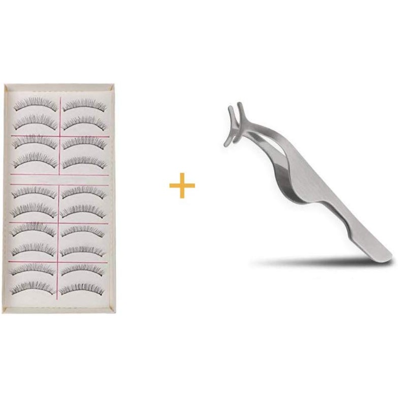 Electomania 10 pairs of handmade eyelashes, soft long eyelashes, reusable eyelash set (Contain the eyelash curlers)