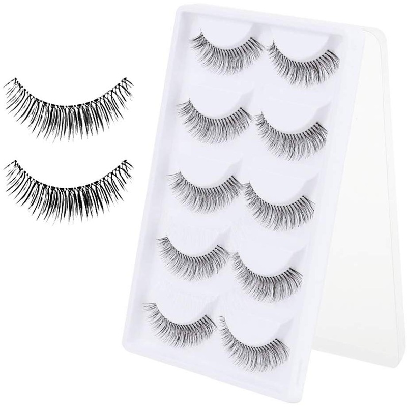 Electomania 5 Pairs Cotton Stalk Natural Long False Eyelashes (Black, 109)