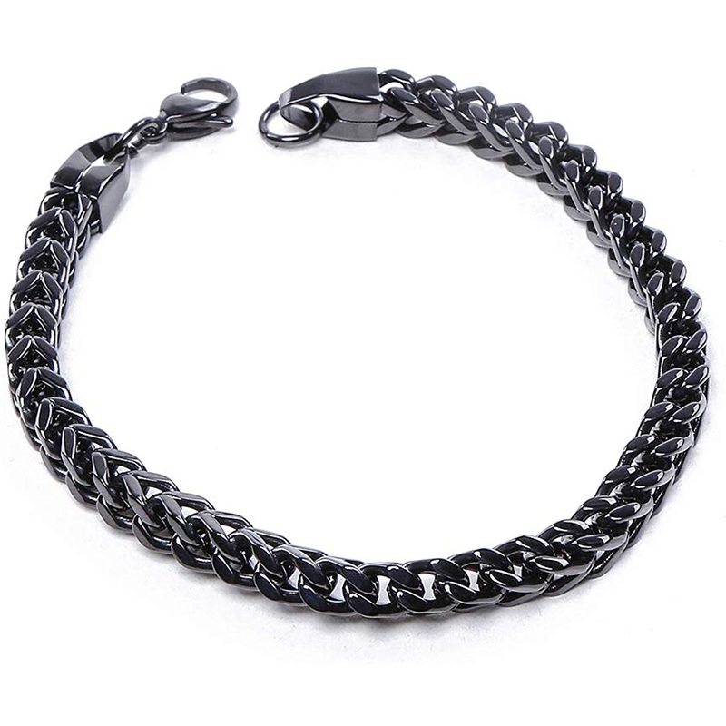 Electomania 6mm Wide Curb Chain Bracelet for Men Women Stainless Steel High Polished Bracelets