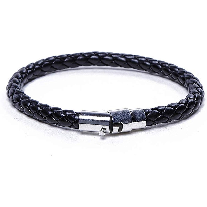 Electomania Braided Leather Bracelets With Stainless Steel Magnetic Clasp Wristband For Mens & Boys (Size About 20 Cm)