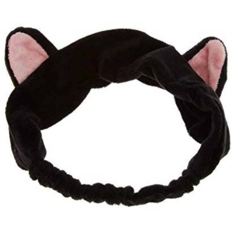 Electomania Cat Ear Make Up Face Washing Shower Mask Hairband Snood Headband (Black)