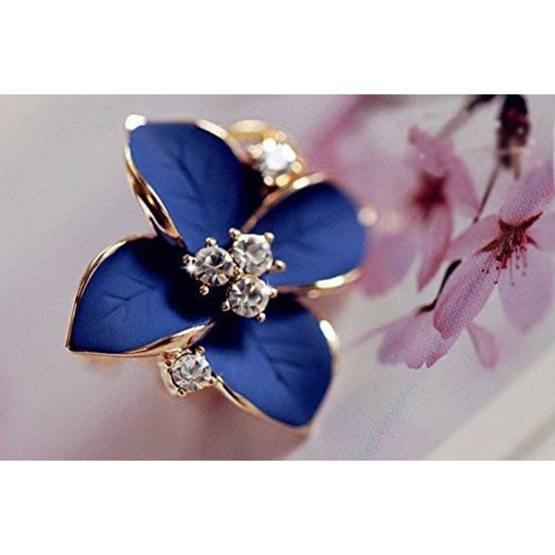 Electomania Fashion Blue Flower Earrings Camellia Enamel Fancy Party Wear Tops Stud Earrings for Women & Girls (Blue)