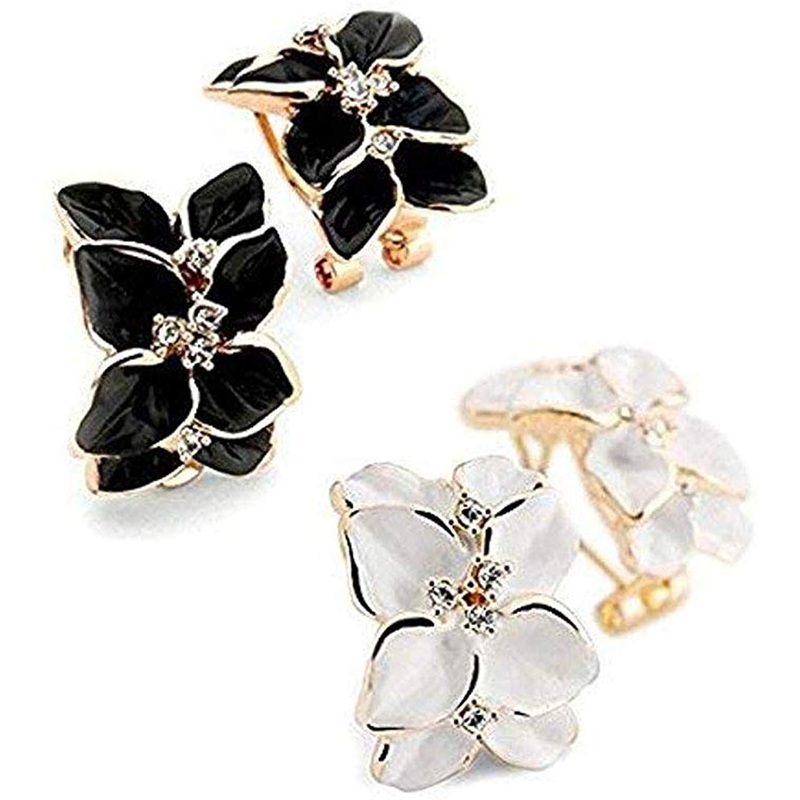 Electomania Fashion Jewellery Summer Special Stylish Fancy Party Wear Earrings for Girls and Women 2 Pairs (Black+White)