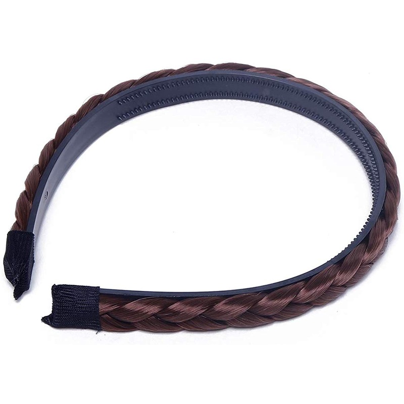 Electomania Headband Braid Hair Band Hair Piece Plaited Hair Band For Women Dark brown)