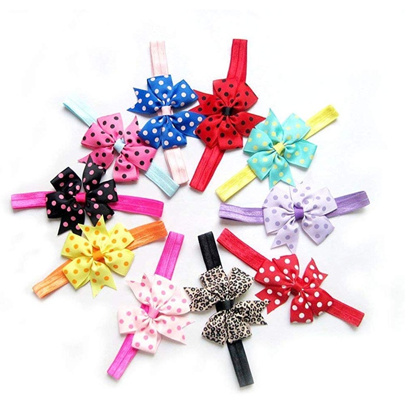 Electomania Multi-Colour Chiffon Satin Lace Head Band For Girls (Set of 10)
