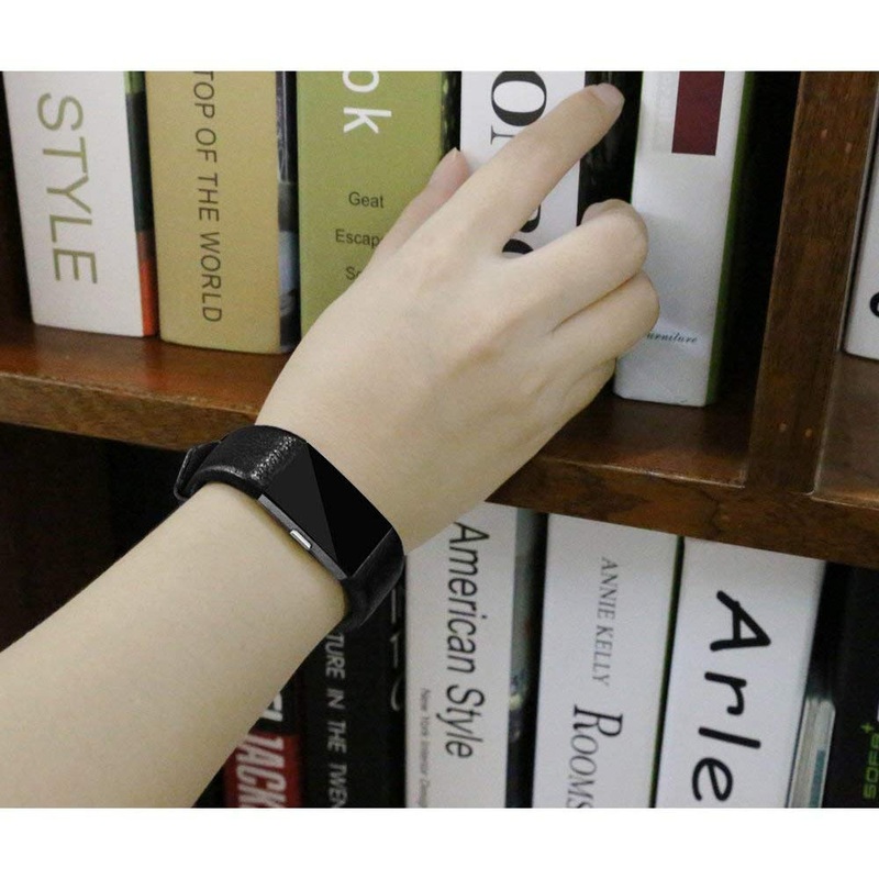 Electomania  Replacement Genuine Leather Strap Compatible for Fitbit Charge 2 Band – Black