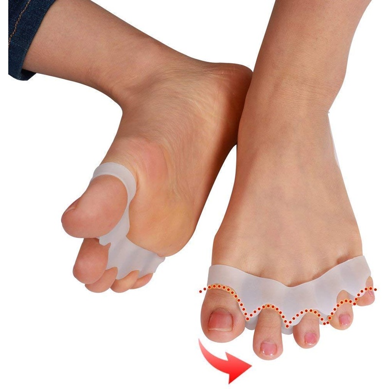 Electomania Soft Elastic Toe Straighteners with 5 Hole Silicone Gel Separators Bunion A Pair (White)