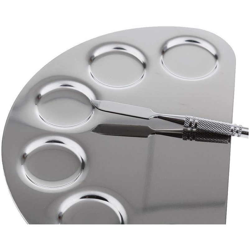 Electomania  Stainless Steel Cosmetic Makeup Palette Spatula Foundation Mixing Tool (1x Palette and 1x Spatula)