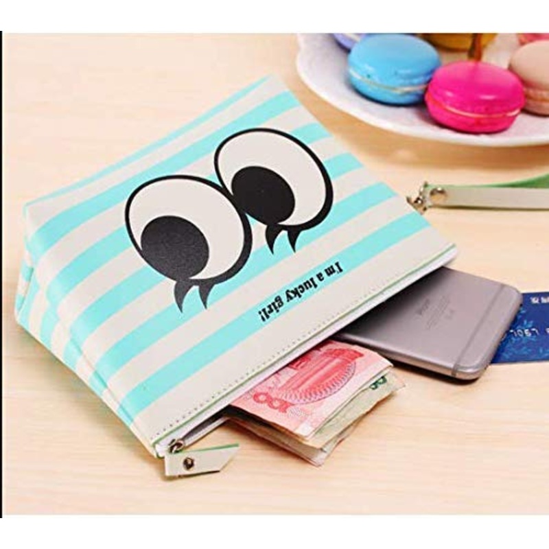 Electomania Waterproof Big Eyes Nylon Polyester Cosmetic Pouch Travel Case with Strap