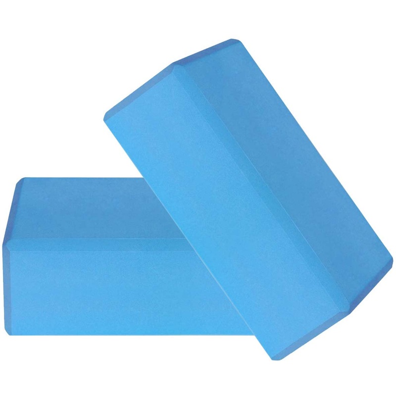 Electomania Yoga Brick Block EVA Foam Block to Support and Deepen Poses, Improve Strength and Aid Balance and Flexibility 2 in 1 Set (Blue)