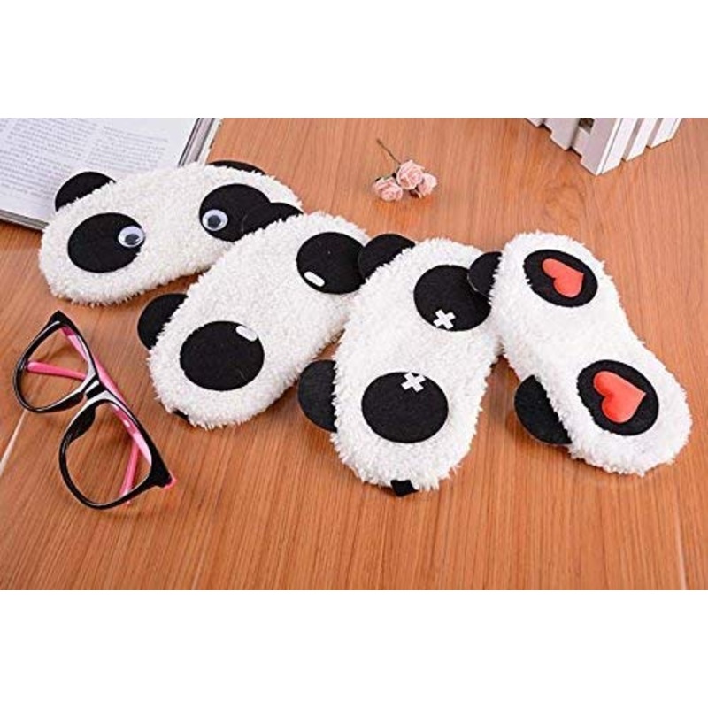 Roll over image to zoom in Electomania 2 Pcs White Panda Sleep Mask Cute Ghost Panda Face Eye Travel Soft Sleep Mask Eye Mask