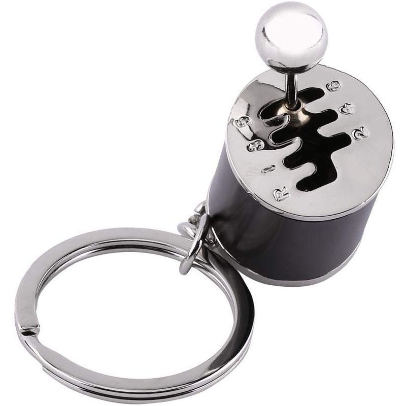 Electomania Creative Keychain Shifter Keychain Six-Speed Gear Stick Knob Gearbox Key Ring Metal Key Chain Gift (Black)