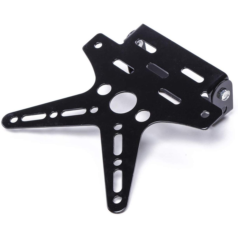 Electomania Motorcycle Number License Plate Adjustable Aluminum Alloy Holder Mount Bracket (Black)