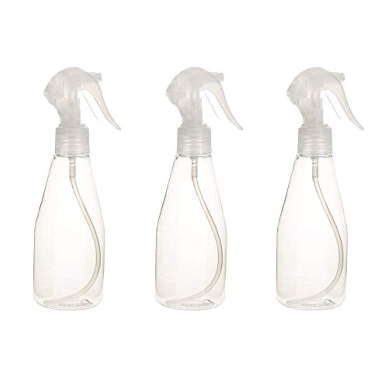 Electomania Transparent Spray Bottle 200ml Plastic Hairdressing Non-Toxic Odorless Sprayer Leak-Proof for Cleaning Products Garden Treatment – Pack of 3