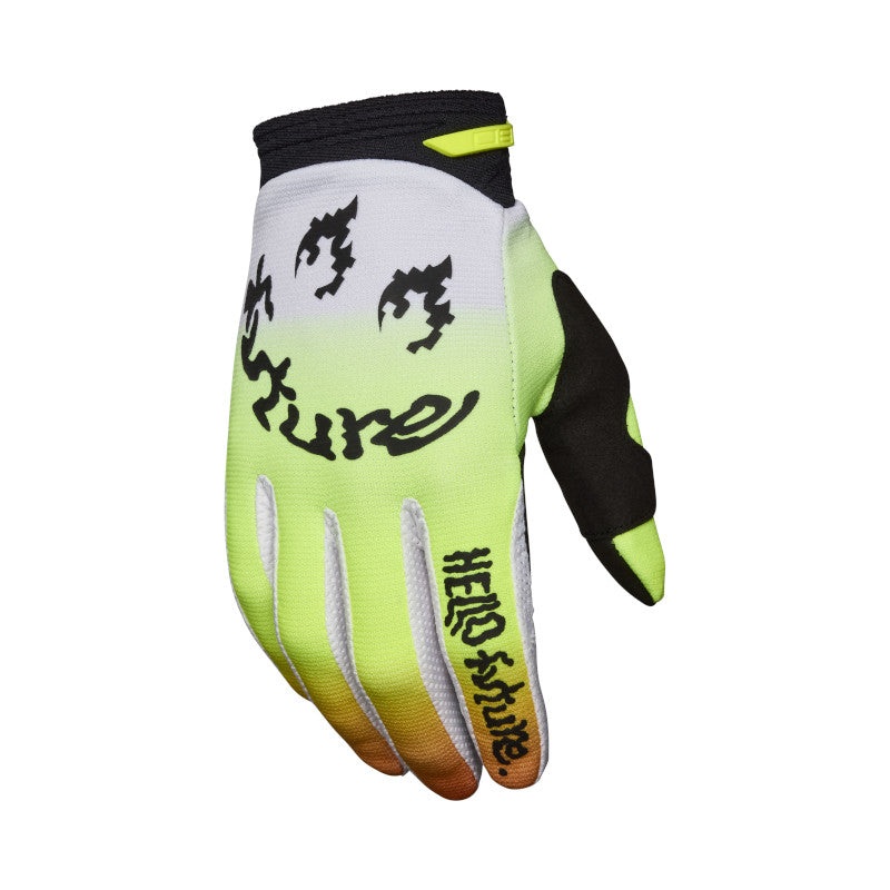 FOX  180 HELLO FUTURE GLOVES – WHITE/YELLOW