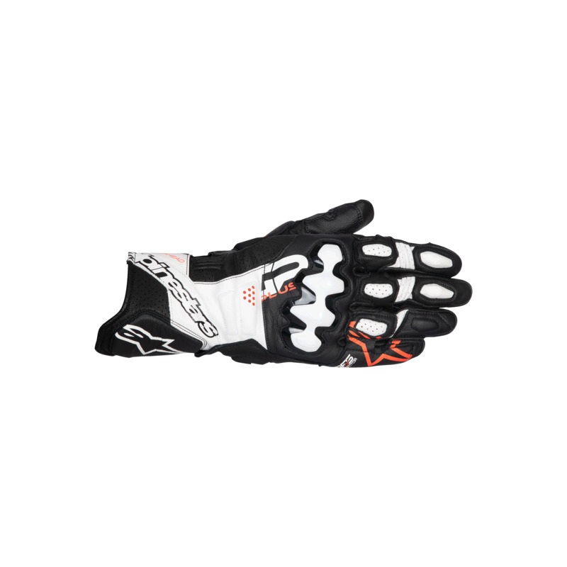ALPINESTARS GP PLUS R V3 LEATHER GLOVES – BLACK WHITE FLURO-RED