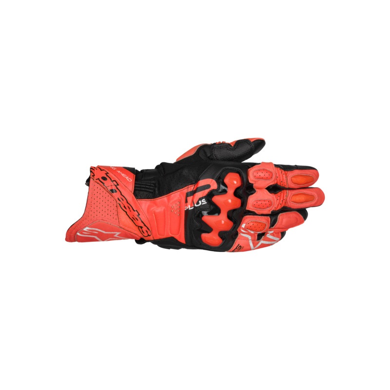 ALPINESTARS GP PLUS R V3 LEATHER GLOVES – BRIGHT-RED RED-FLURO BLACK