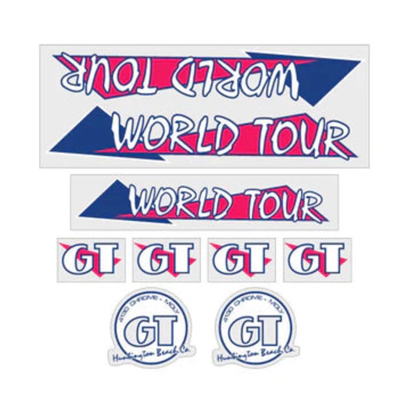 1986 GT World Tour Decal Set|Magenta / Blue With Clear Background