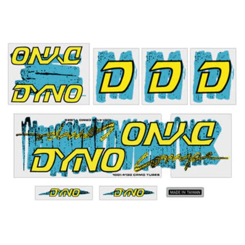 1987 DYNO Compe Decal Set|Blue / Yellow with Clear Background