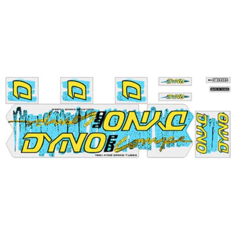 1987 DYNO Pro Compe Decal Set|Blue / Yellow with Clear Background