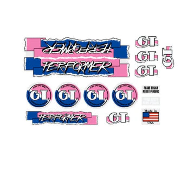 1987 GT Performer Decal Set|Magenta / Blue With Clear Background