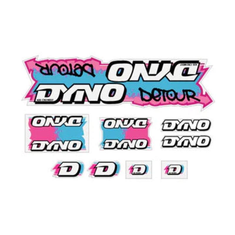 1988 DYNO Detour Decal Set|Blue / Pink with Clear Background|Orange / Yellow with Clear Background